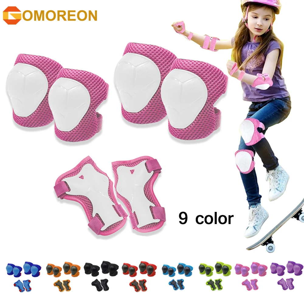 Cycling Protective Gear For Kids - GOMOREON 6 قطع/مجموعة وسادات ركبة للأطفال
